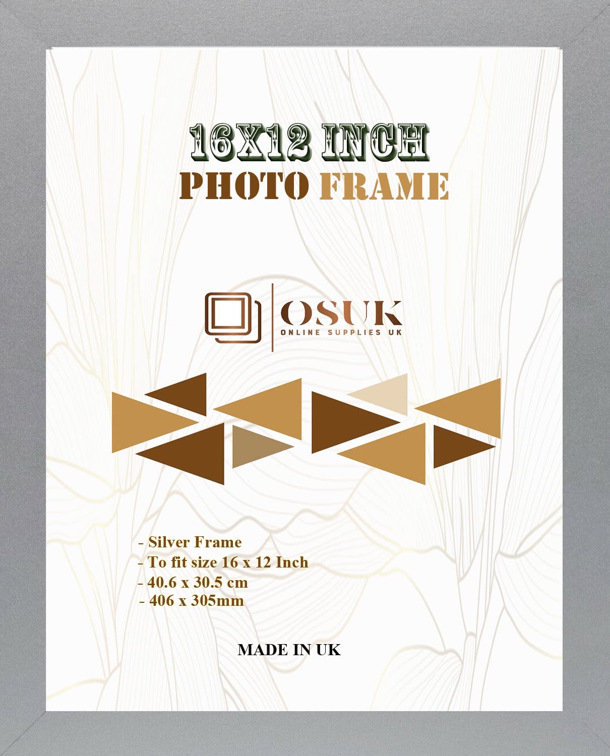 OSUK Silver Photo Frames 40.6 x 30.5cm Large Photo Frame 16 x 12 Inch Picture Frame With Clear Perspex Front & Wall Mounting 12" x 16" Frame