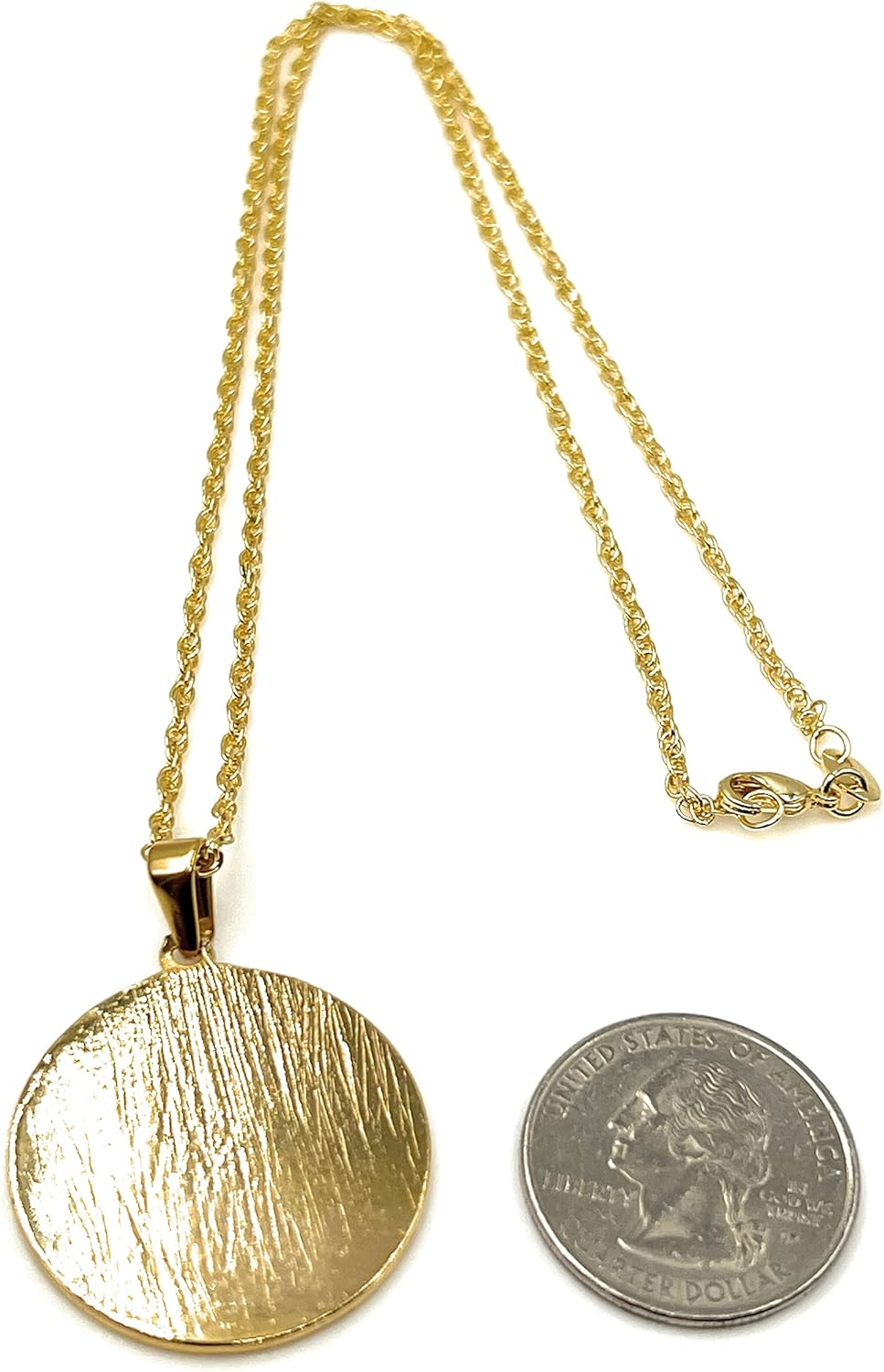 LESLIE BOULES Gold San Benito White Pendant Necklace 18K Plated Chain Protection Jewelry
