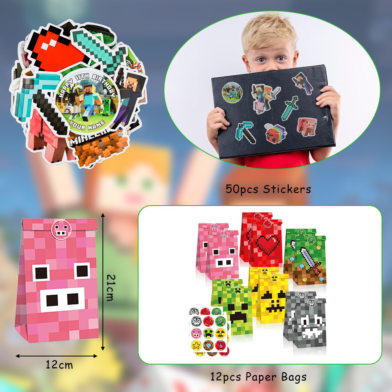 78PCS Kit Cadeaux Anniversaire Enfants Thème Jeux Vidéo - Lunettes, Porte-clés, Bracelets Et Autocollants