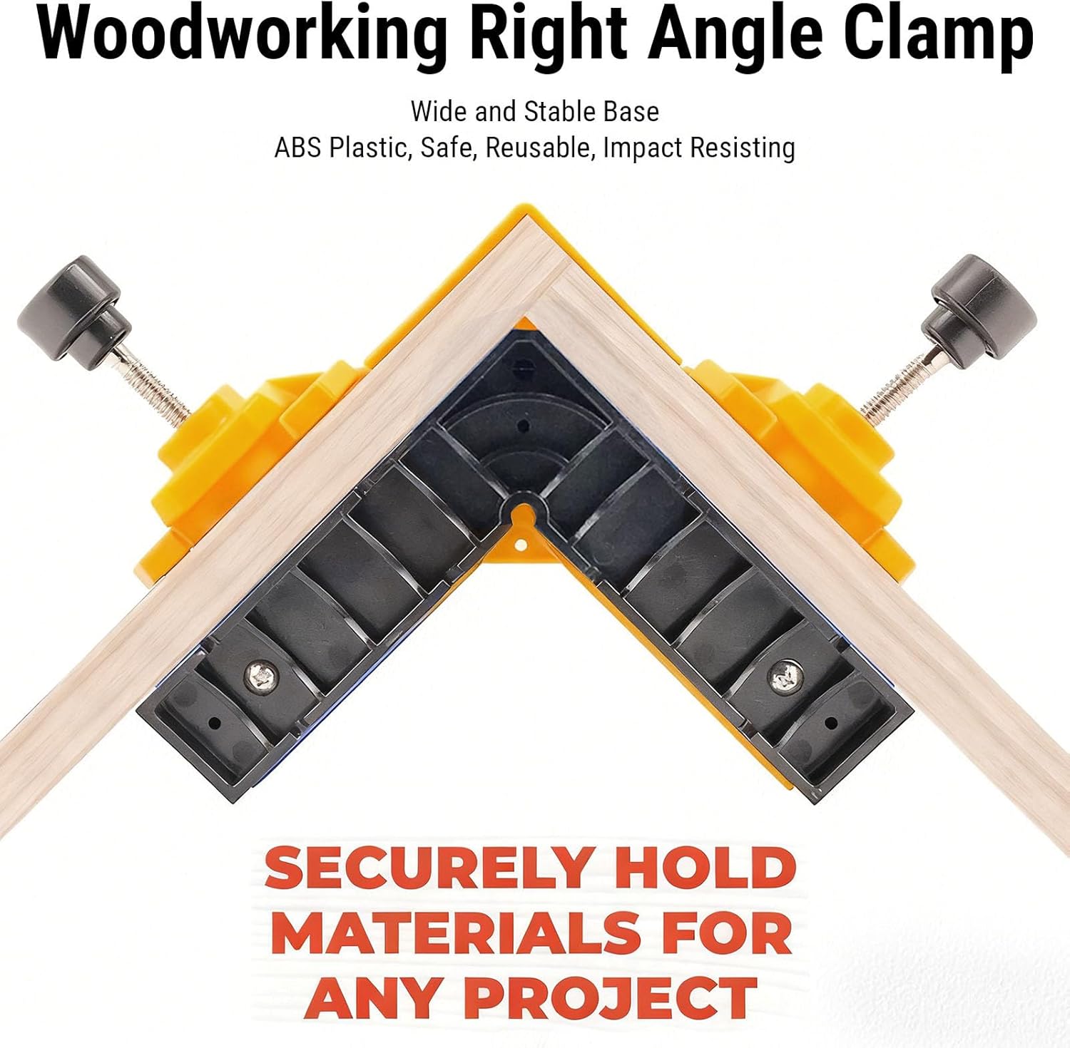 Eujgoov Woodworking Right Angle Clamp, Reusable ABS Plastic L Shape 90 Degree Corner Jig with Knobs for Square Picture Frame Toolbox Cabinet Drawer Furniture Assembly