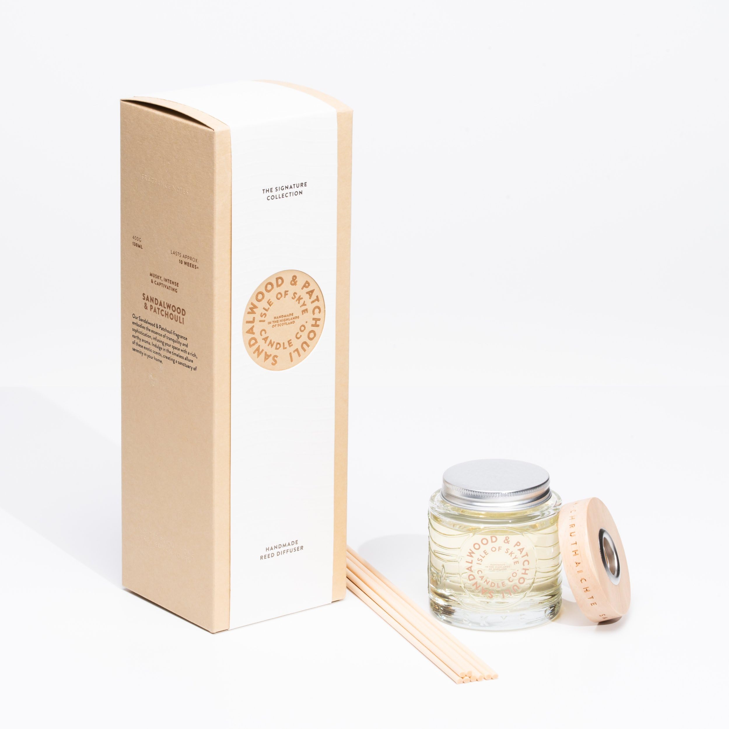 Sandalwood & patchouli Reed Diffuser 27cm x 8.5cm x 8.5cm - Isle of Skye