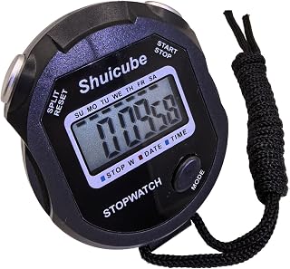 Digital Stopwatch Timer with Replaceable Battery, Large Display, Simple Stop Watch for Sports, Easy to Use Timing Tool for Coaches and Referees (Black)