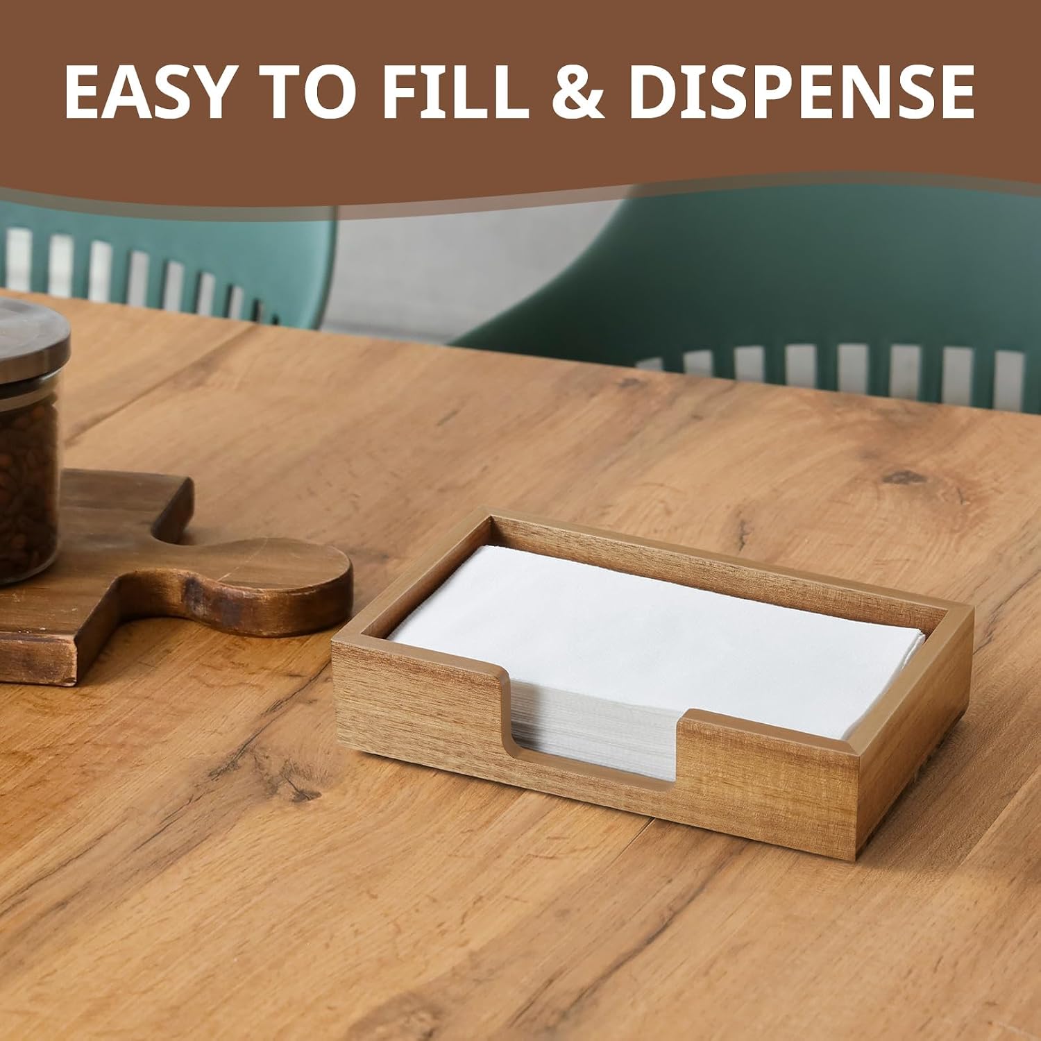 Acacia Wood Guest Towel Holder Tray for Bathroom, Napkin Holder for Bathroom, Disposable Paper Hand Towel Holder for Bathroom Accessories, Dinner Napkin Holder for Kitchen Table Party