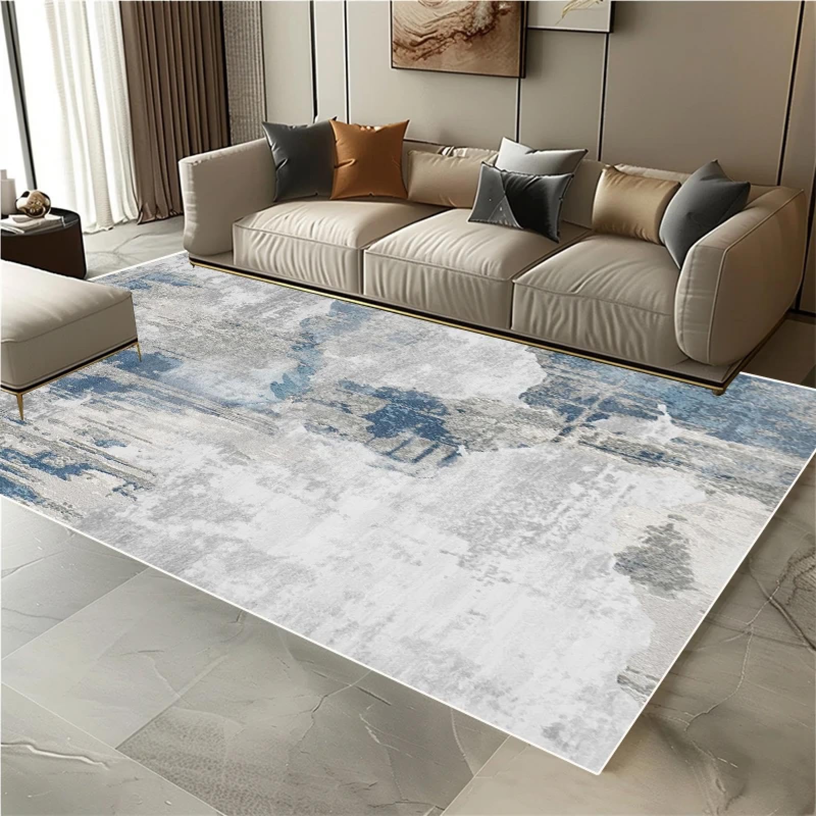 Tapis de salon scandinave abstrait en flanelle claire 100x160cm pour chambre élégante