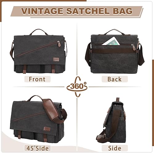 Miniatura 5 de RAVUO - Bolsa de mensajero para hombre resistente al agua 14 156 17 pulgadas bolsa de hombro de negocios