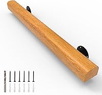 YEOOE 2FT Wood Stair Handrail Wall Mount - Non-Slip Indoor Outdoor Railing for Stairs, Lofts, Patio, Kids & Elderly Safety (2ft)