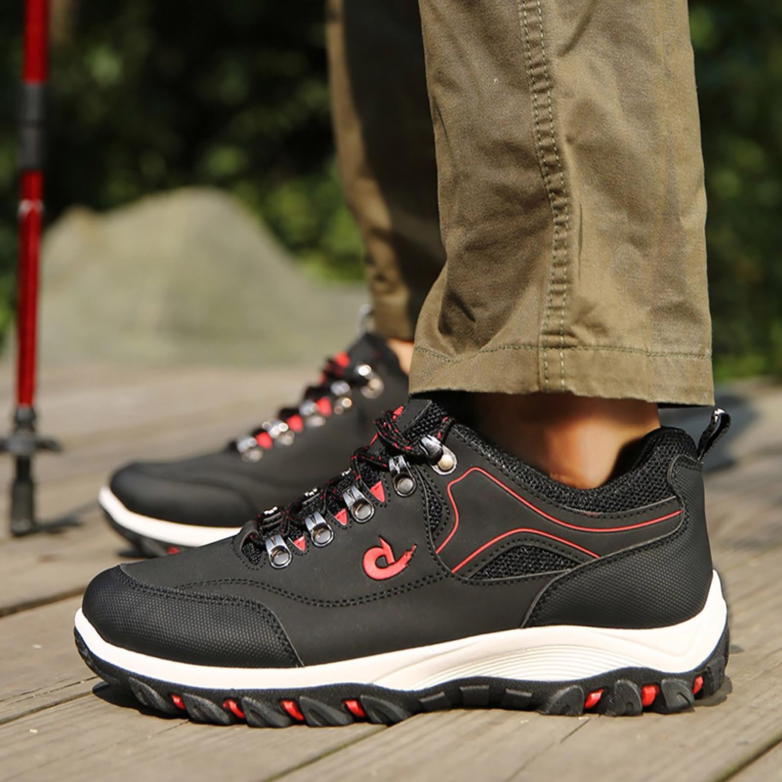 Chaussures de Randonnée Basses et Imperméables pour Hommes Chaussures Légères en Cuir à Lacets Sneakers de Outdoor Trekking Camping Walking Chaussures de Travail