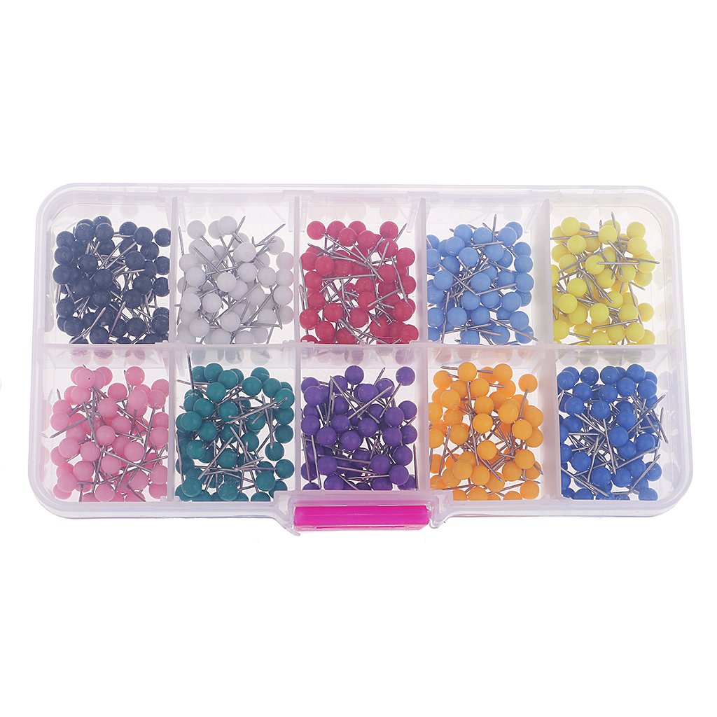 Lot de 10 boîtes de 500 punaises à tête ronde en plastique pour le bureau, les cartes