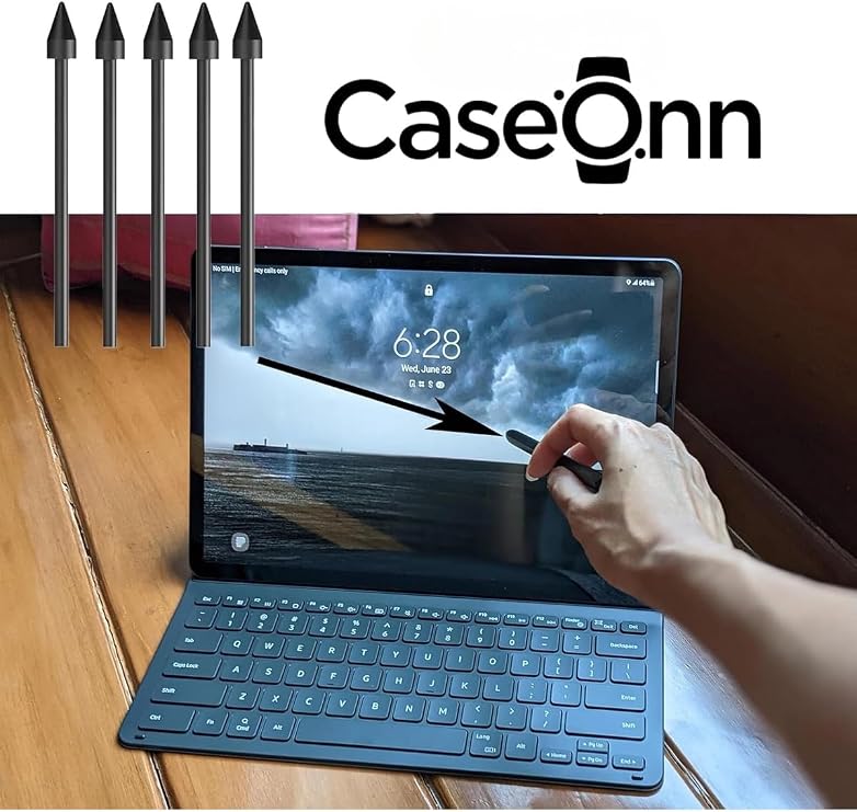 CaseOnn Plus Kalem Ucu 5 Adet Siyah Siyah Galaxy Tab S10 FE ile uyumlu