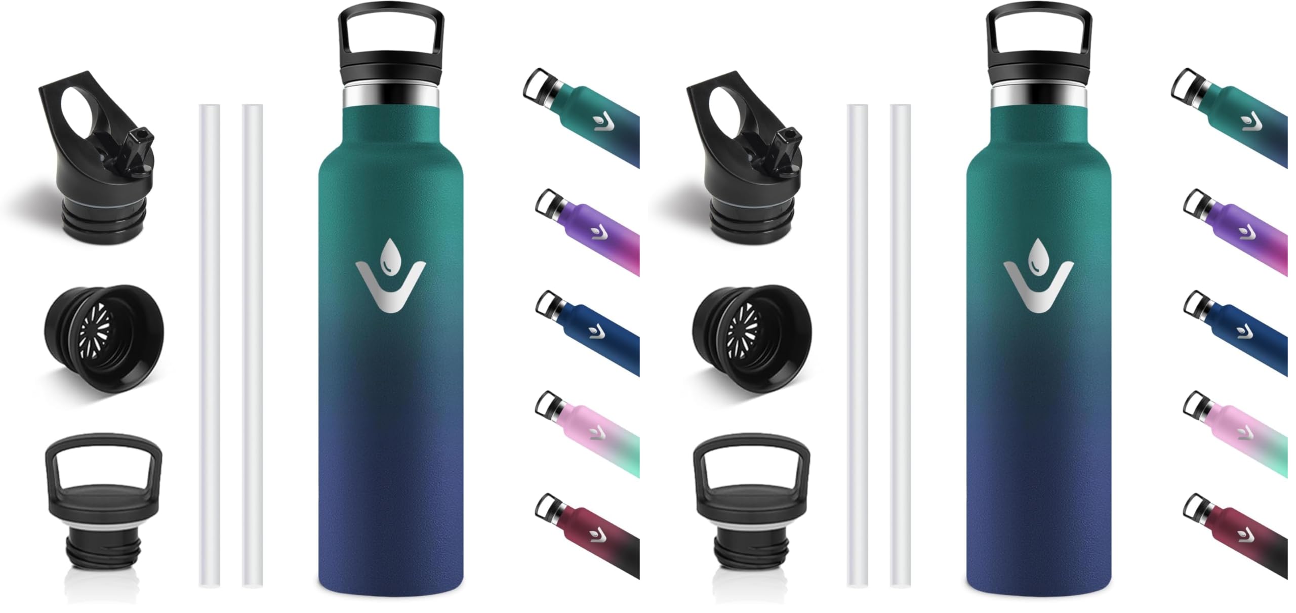 Vikastar Borraccia Termica, 0.75L Senza BPA, Thermos per Bevande Calde, Acciaio Inox, Borraccia Termica 750 ml, a Prova di Perdite, Bottiglia Termica per Sport, Palestra, Ciclismo, Verde & Blu