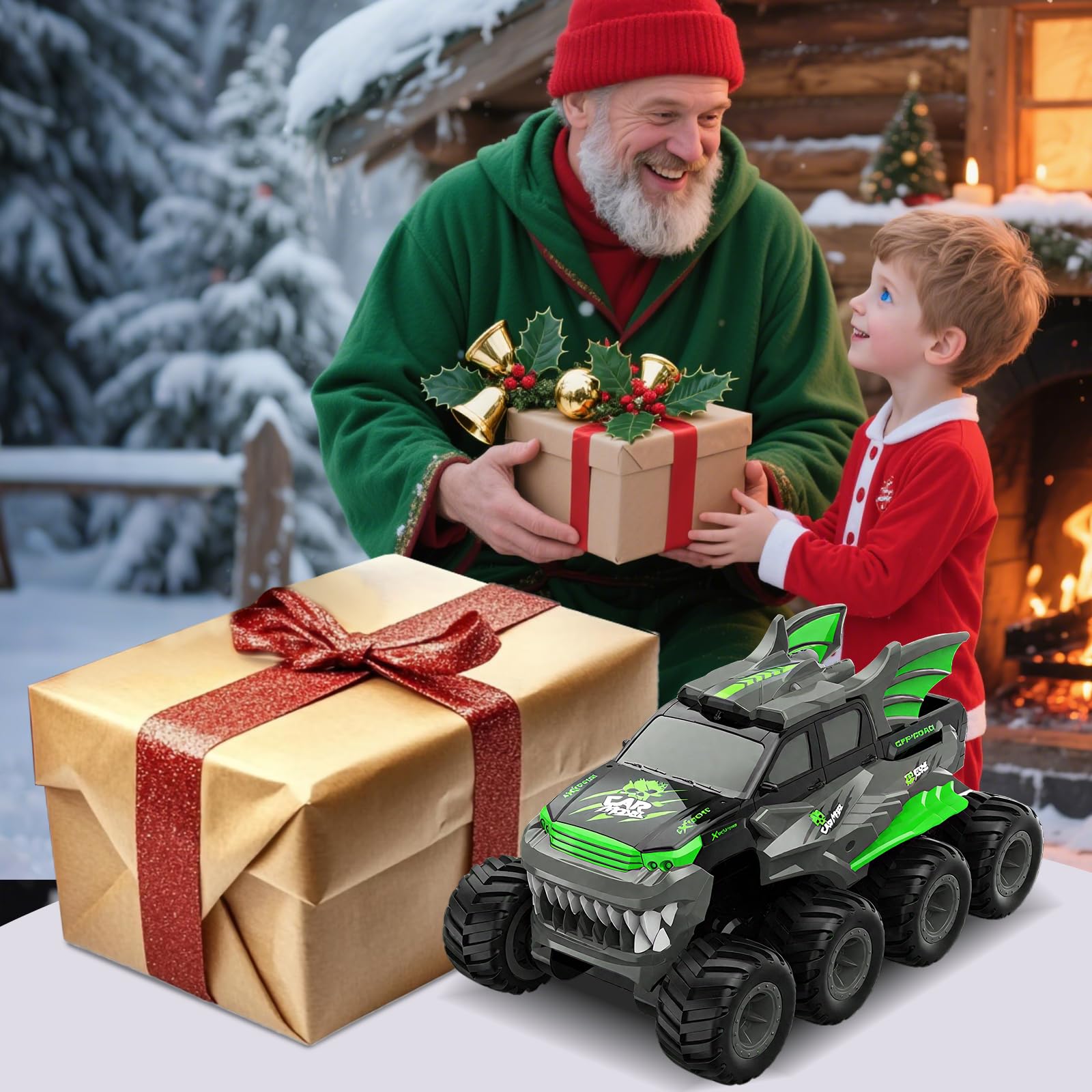 FEIMUOSI Coche Teledirigido Anfibio RC Car: 8WD Carro Telecomandado Coche de Juguete 1:16 Todo Terreno RC Camión Offroad Vehículo para niños de 4-10 años Niños y Adultos Navidad Cumpleaños Regalos