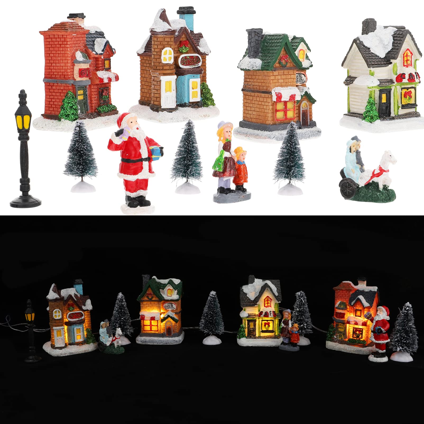PRETYZOOM Adornos Luminosos para Casas de Nieve Decoración de Pueblo Navideño Iluminado Pequeña Casa de Resina para Decoración Navideña