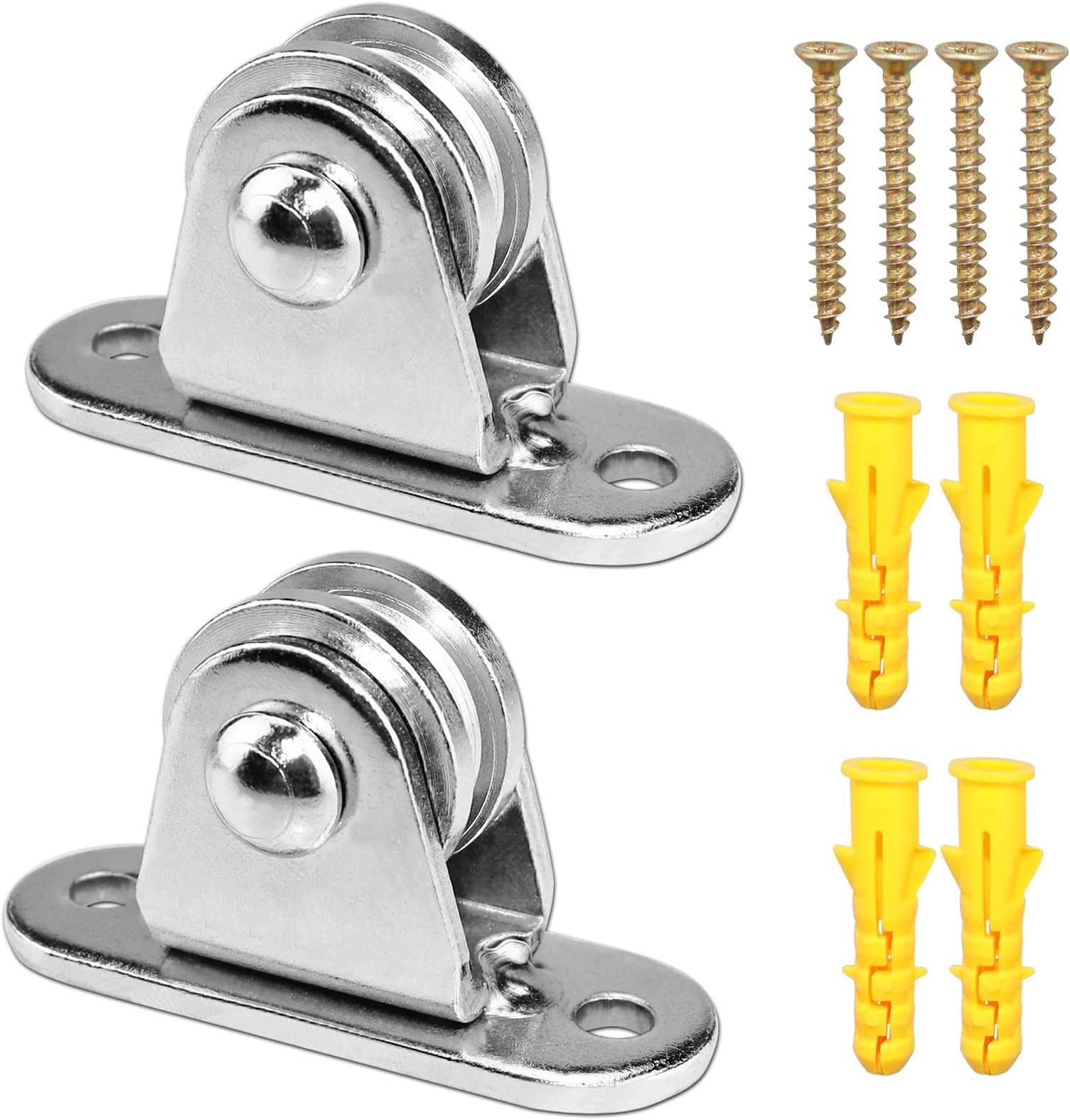 Small Pulley Block Silent Wall Ceiling Mount Pulley with Bearing Fixed Pulleys Wheel Loading 175 lb for Cord, Material Handling and Moving (2 PCS)