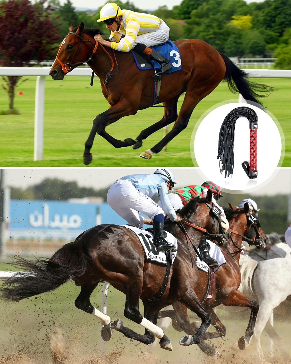 Latigo Cuero Artificial Suave Fusta Caballo Herramienta Entrenamiento Trallas Hípica Pareja Montar Caballo Deportes Aire Libre