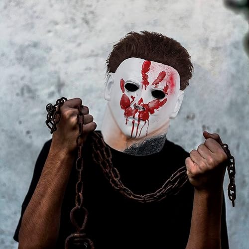 Miniatura 5 de Halford Halloween Michael Myers Mask, Scary Full Head Mask, Latex Creepy Face Masks Cosplay Costume Party Props for Adults