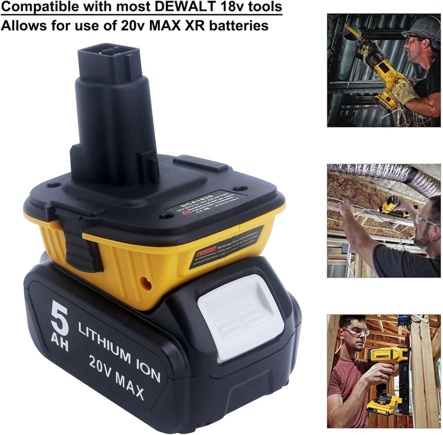 Lasica 2Pack DCA1820 18V to 20V Adapter Compatible with Dewalt 18V XRP Tools - Compatible with De-Walt Battery Adapter Work with 20V Max Battery DCB201 DCB203 DCB204 DCB206