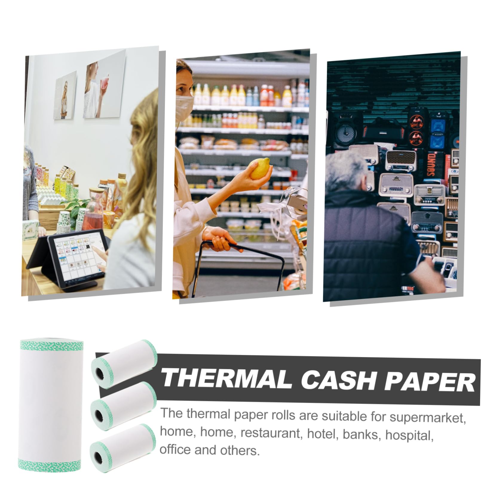 Operitacx Papel Térmico Para Impresoras De Recibo Térmico Para Supermercados Hospitales Y Bancos Bordes Verdes 4 * 5