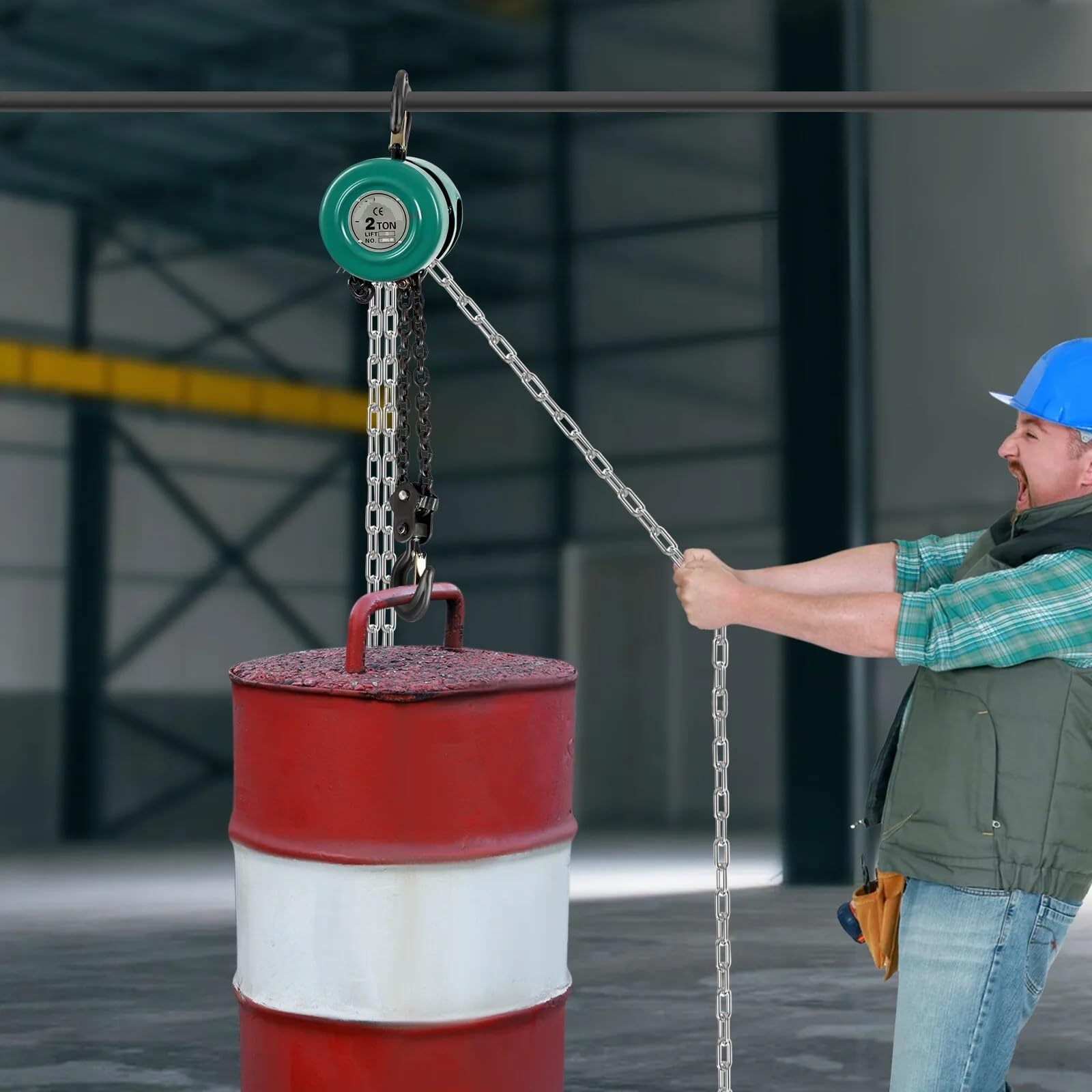 Elektrische Winden Elektrische Hebezeuge Hebezeug mit 2000 kg Tragkraft und 3 m Hubhöhe, Seilrolle, robuster Stahlkette, Seil mit 360° drehbarem Haken