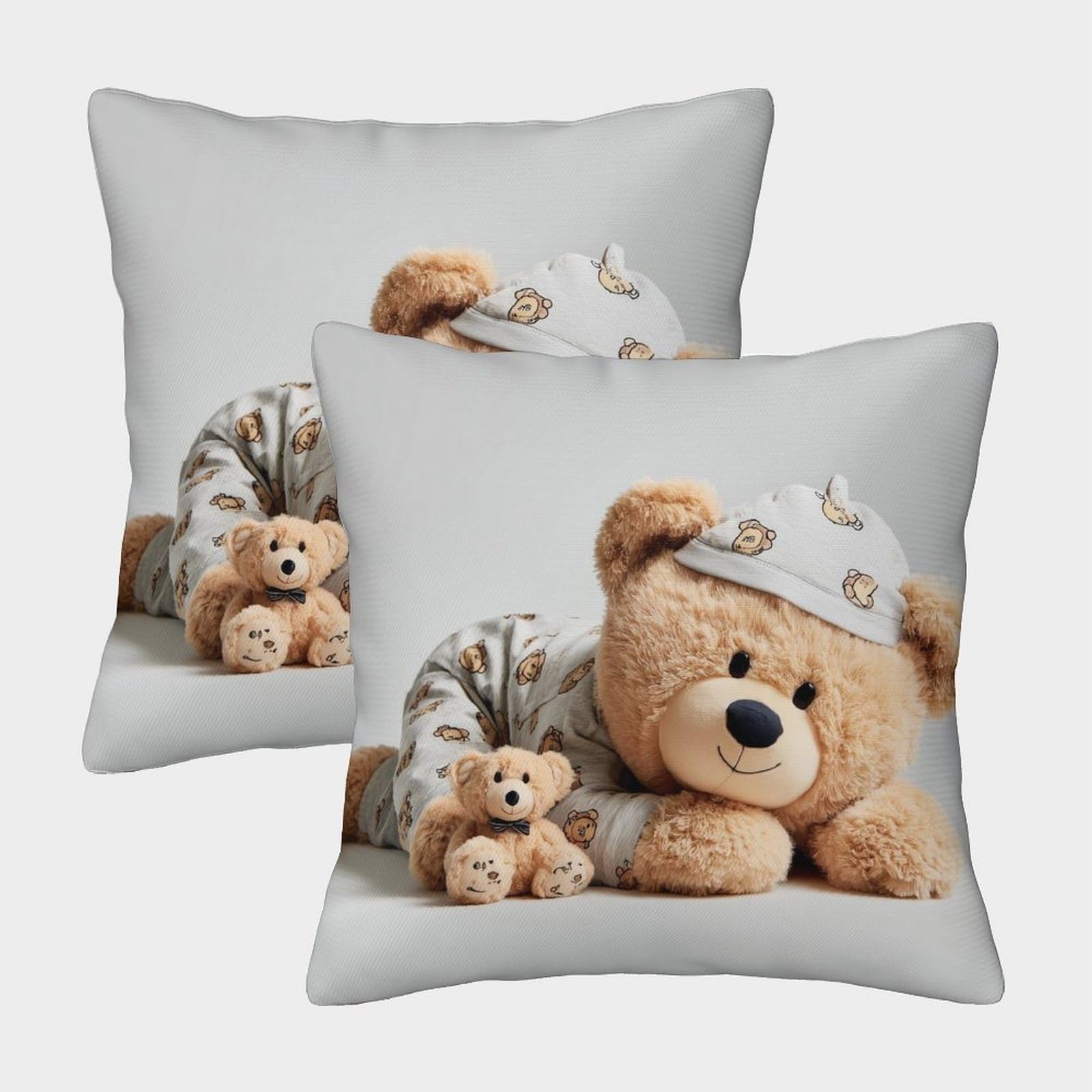 Mjfcoin Style-6 3D Printed Teddy Bear Throw Pillow Covers Dinosaurs Square Cushion Cover Garden Cushion Super Soft Pack Of 2 For Sofa Couch Bed 50X50cm