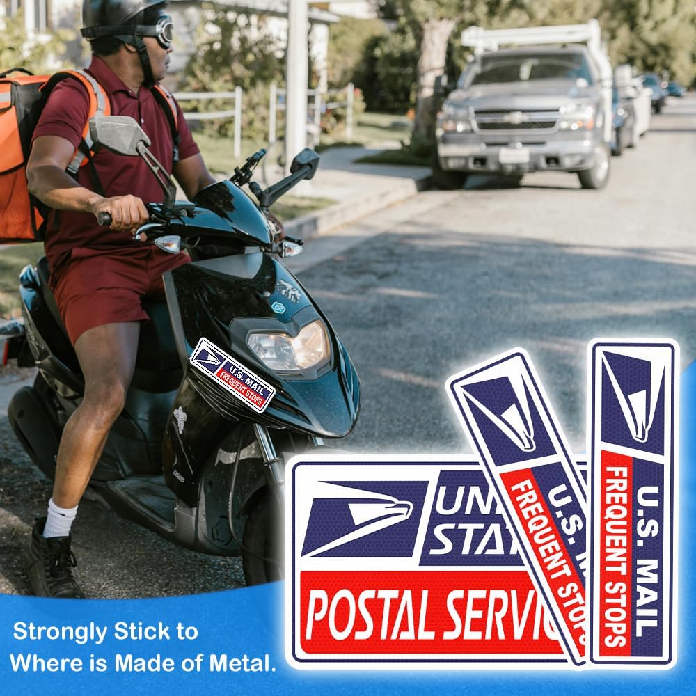 4 Pack Reflective Rural Mail Delivery Magnets, Professional U.S. Driver Magnetic Signs, Rural Delivery Carrier Magnets Decal Waterproof Magnetic Bumper Stickers - 30 Mil Thicknesses