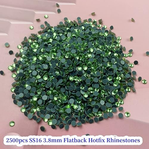 Miniatura 2 de Hotfix - 2500 diamantes de imitación de cristal redondos SS16 de 0.150 in con parte trasera plana para manualidades, ropa, zapatos, camisas, tazas y