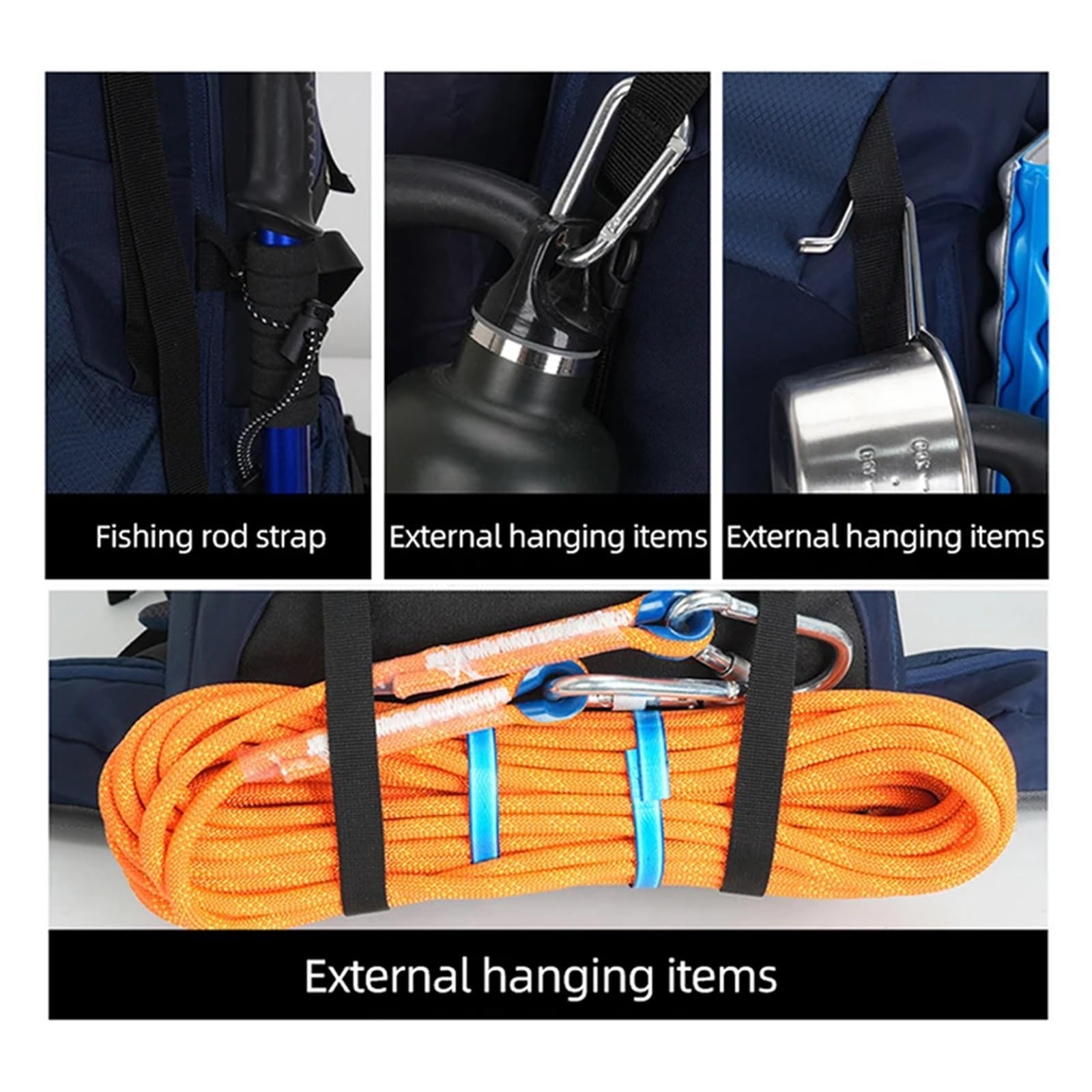 Zaino da campeggio da arrampicata da 60 litri con copertura antipioggia, grande zaino impermeabile per escursionismo, trekking, alpinismo, idratazione