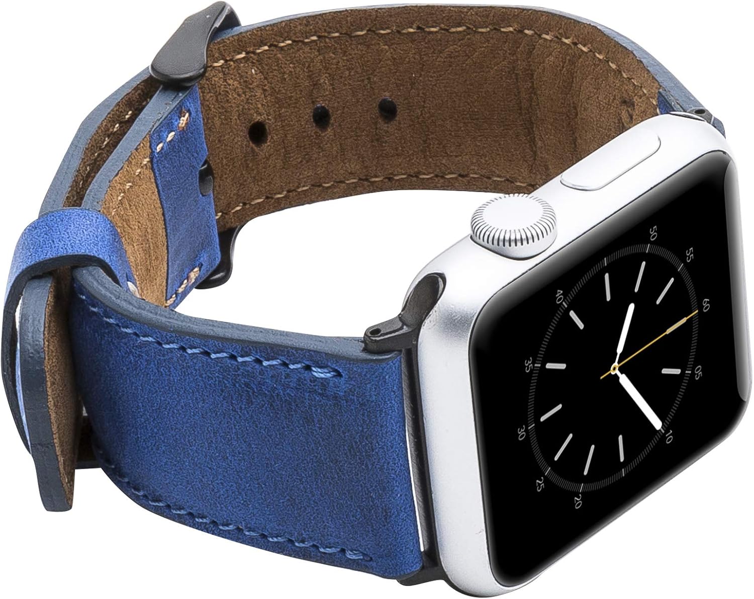 Flash Deals - 50% OFF Venito Tuscany Leather Watch Band Compatible with Apple Watch 42mm 44mm - Watch Strap Designed for iwatch Series 1 2 3 4 5 6 7 SE (Antique Dark Blue w/Black Connector&Clasp)