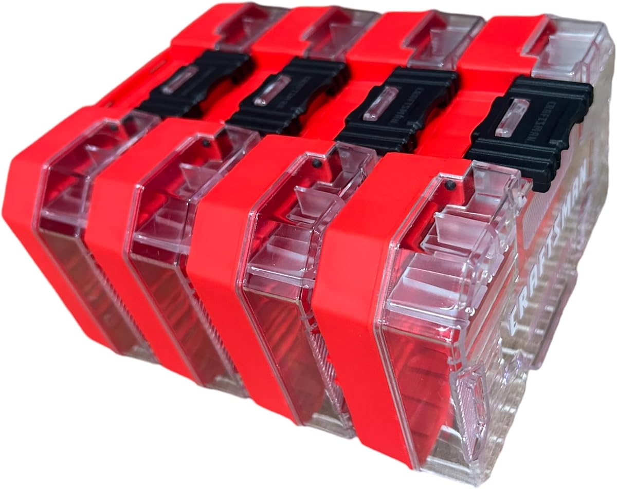 Cajas de almacenamiento de plástico apilables compatibles con Craftsman Nano Small Versastack, paquete de 4