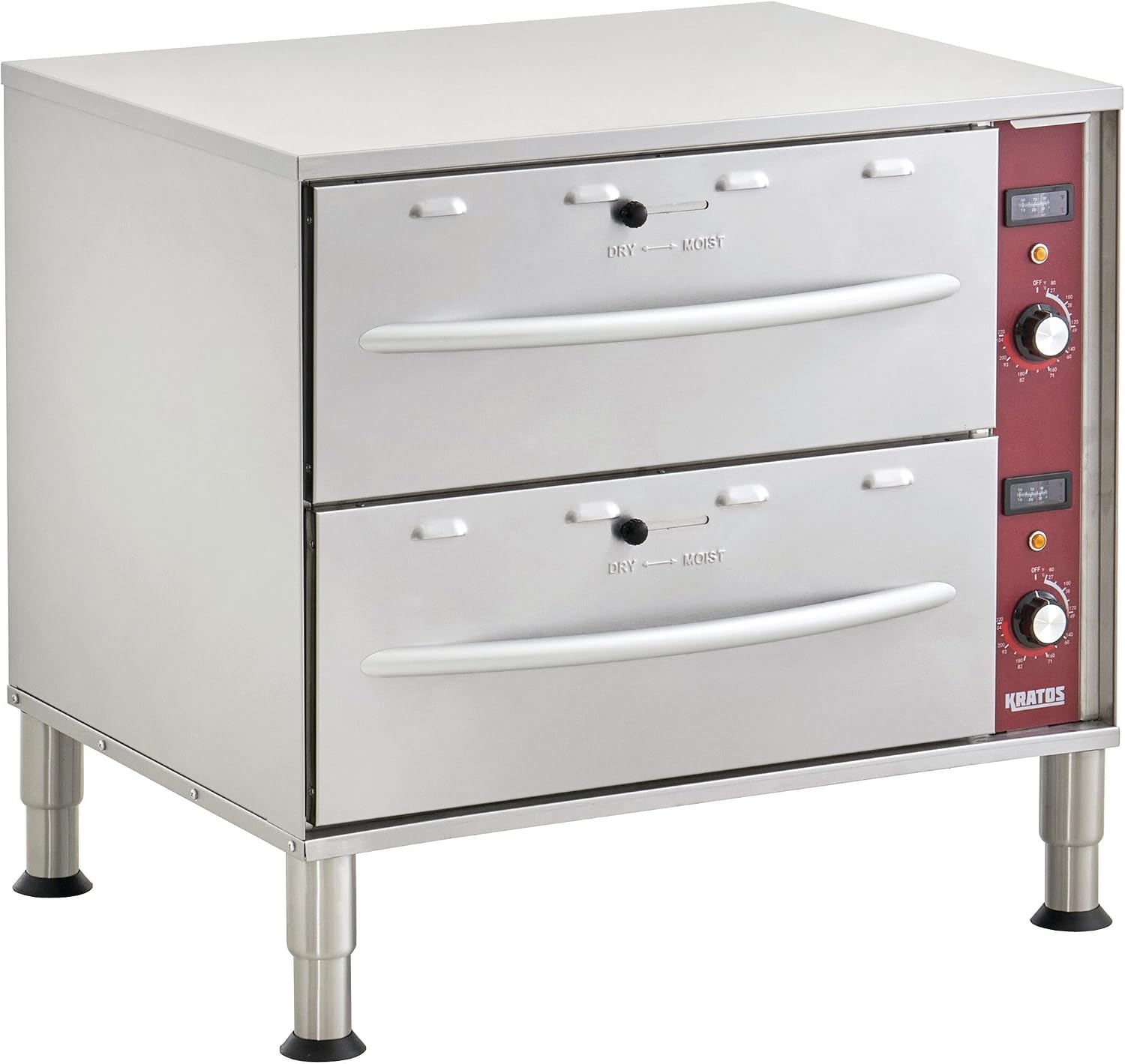 Kratos Commerial Electric Food Warmer, Stainless Steel Double Drawer Warmer for Restaurants, 120V, 900W (28W-536)