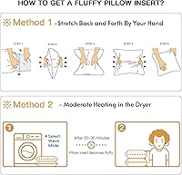 Vista 7 de OTOSTAR Paquete de 2 rellenos de cojines de plumón y plumas, 12 x 20 pulgadas, rellenos de almohada suaves y esponjosos con funda de 100% algodón