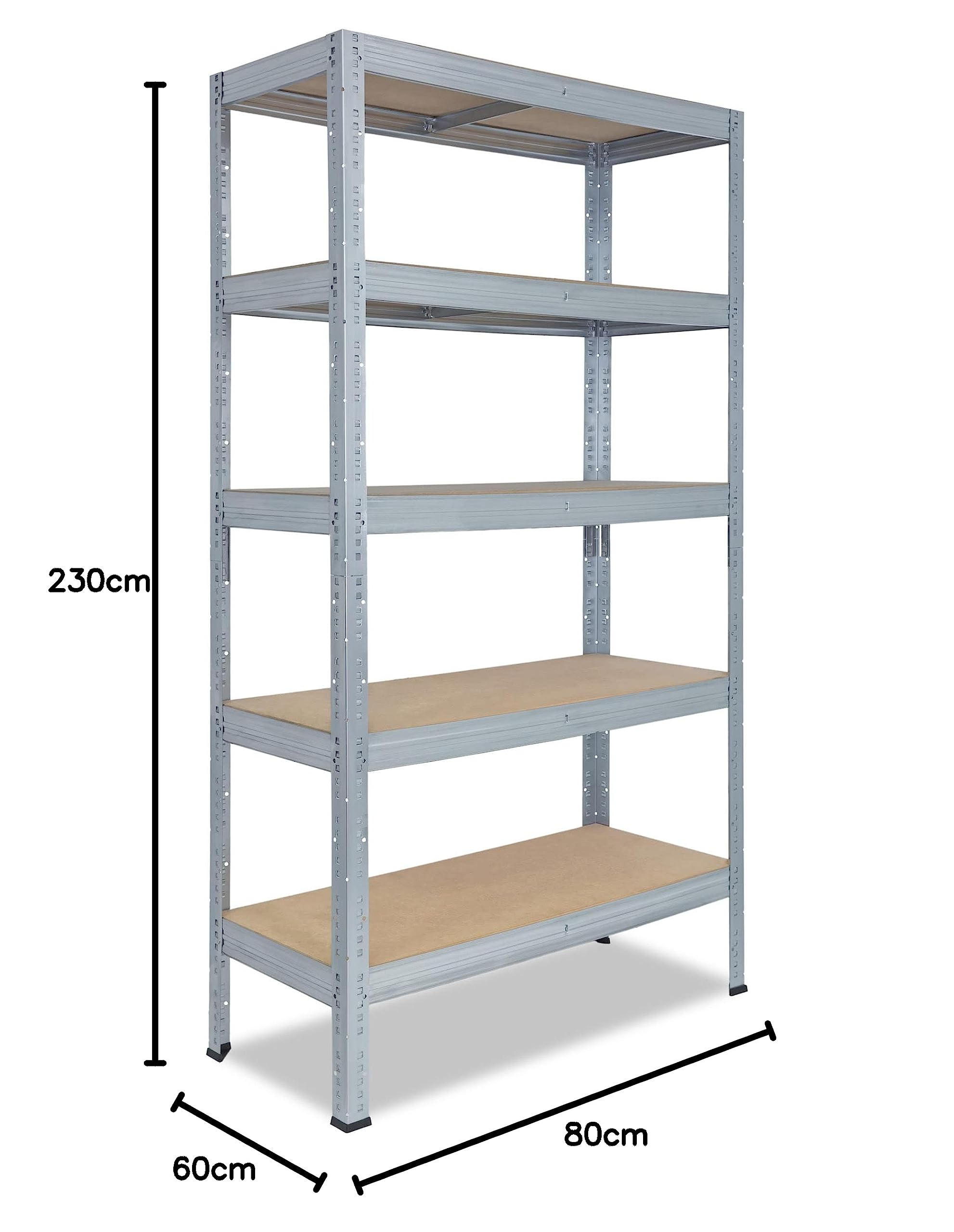 shelfplaza® 230x80x60cm Profi Schwerlastregal verzinkt/Metallregal mit 5 Böden à 200kg Tragkraft/Kellerregal Metall, Garagenregal, Werkstattregal oder Regal Lagerregal/Steckregal Metall