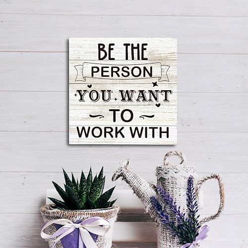 Miniatura 5 de Decoración de oficina, placa de madera para mesa de 6.2 x 6.2 pulgadas, placa con citas inspiradoras, decoración de oficina en casa, decoración de