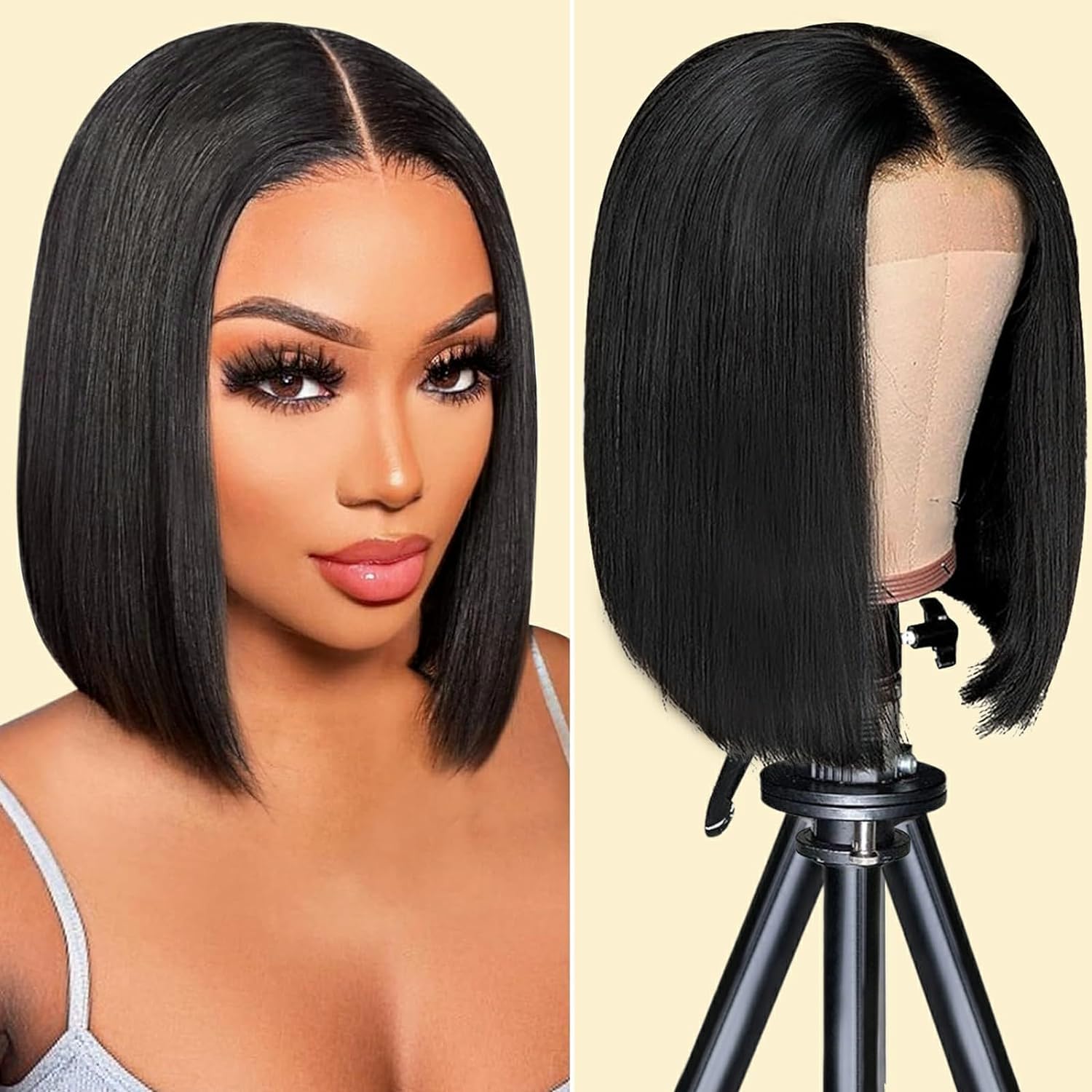 Beluck Bob Wig Straight Human Hair Wig 13X6 Transparent HD Lace Front Wigs Human Hair 220 Density Pre Plucked Brazilian Straight Lace Front Wigs Human Hair Wigs Bob for Black Women 12 Inch