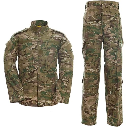 LANBAOSI Men's Tactical Jacket and Pants Military Hunting ACU Uniform 2PC Apparel Suit