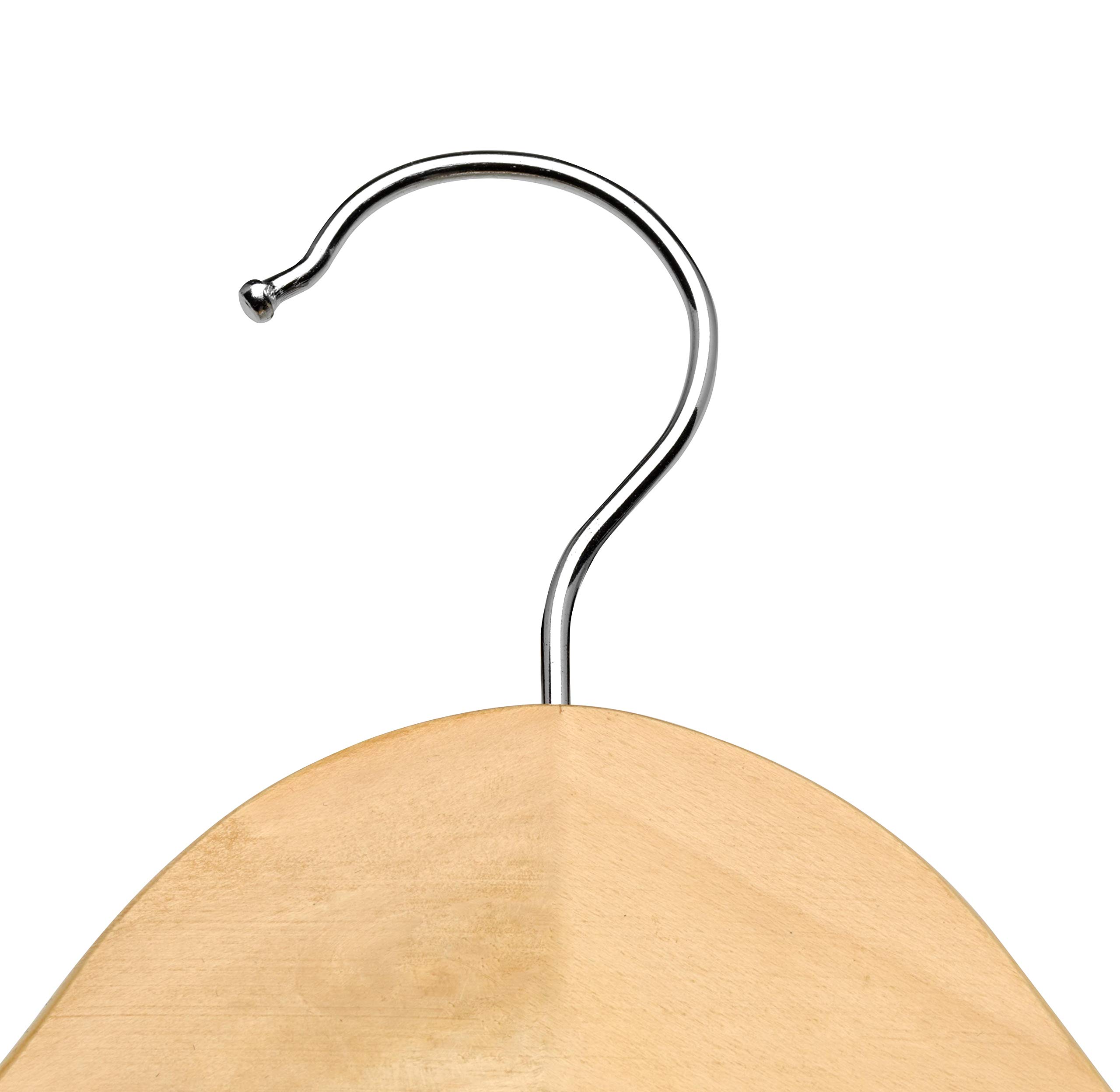 Percha con Pinzas (Pack de 24 Und de 45cm) - (Color Madera Natural) Ideal para Pantalones, con Muescas para Tirantes y Gancho de Acero.