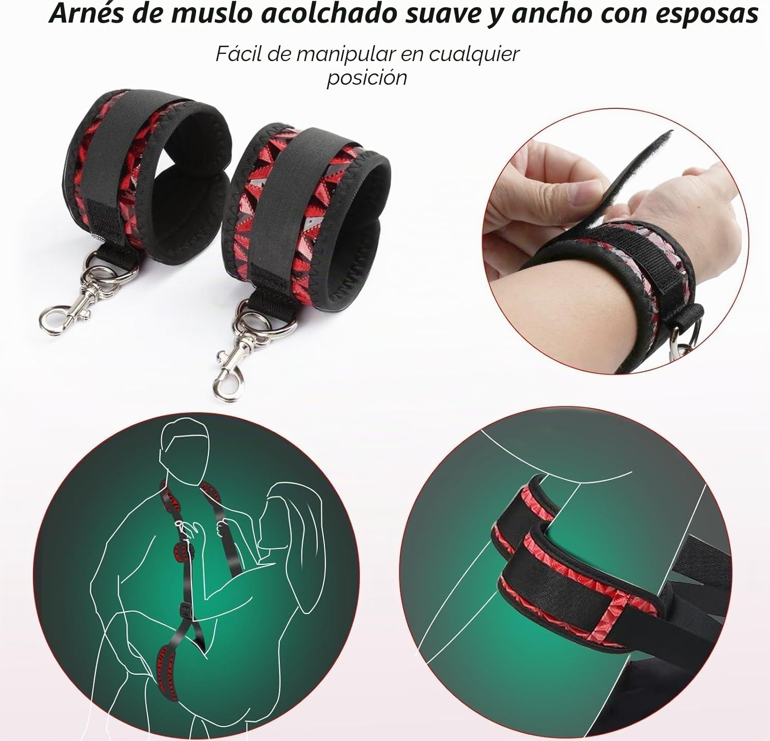 Sex Toys - Cojín de posición con correa de piel para bondage, muebles de rampa sexual para parejas de apoyo de posición profunda, arnés sexual para muslos y grilletes ajustables para mujeres y hombres