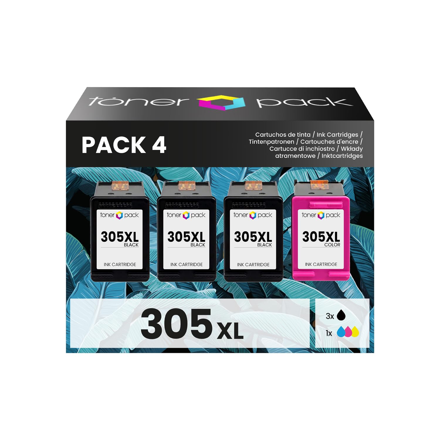 TONER PACK 305XL Remanufacturado para HP 305 XL 305XL Cartuchos de Tinta para HP Deskjet 1210 1212 1255 2710 2720 Plus 4110 4120 4140 4210 Envy 6010 6020 6030 6065 Pro 6420 6430 (3 Negro, 1 Color)