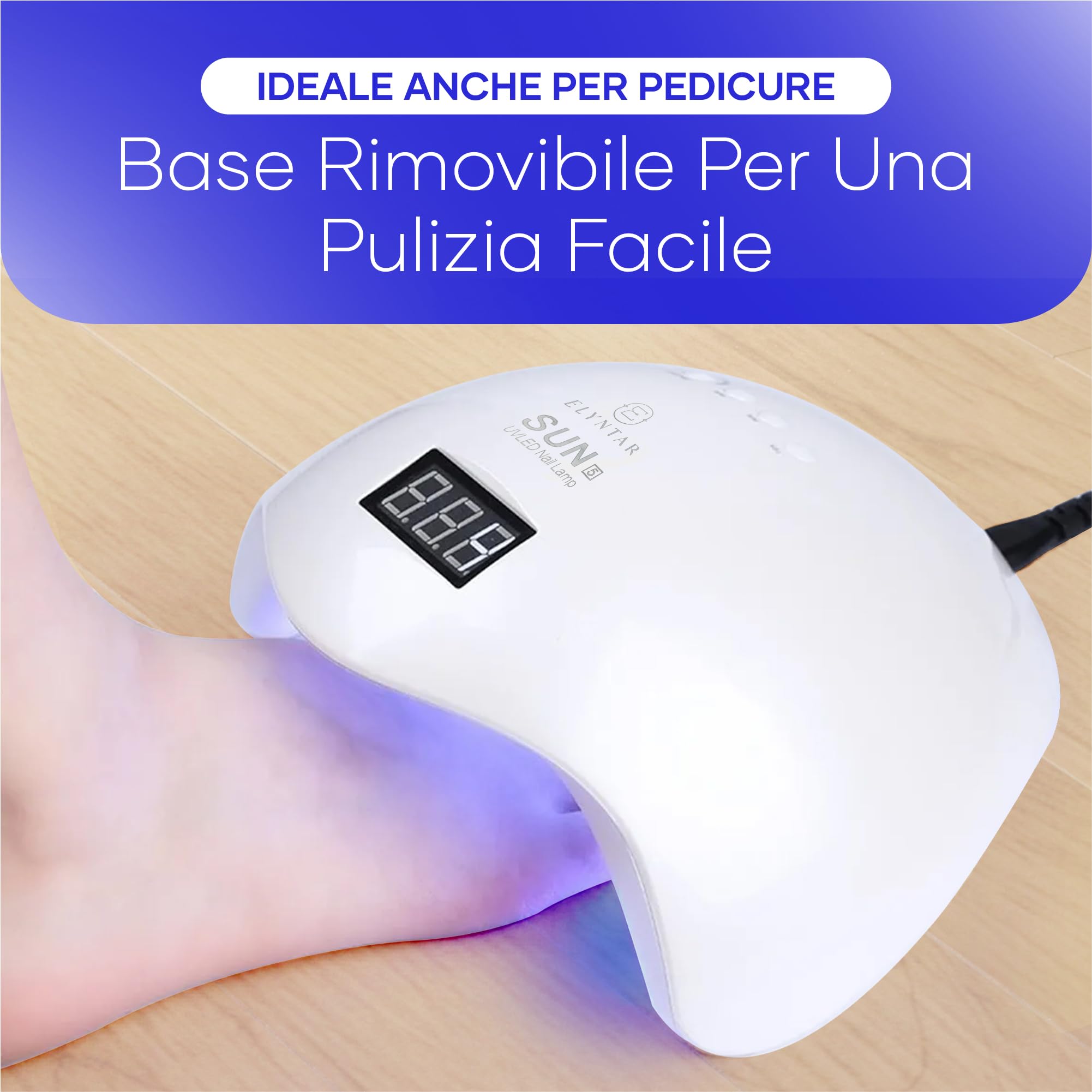 SUN 5 Lampada UV LED 48W per Unghie con Sensore e Timer | Sensore Automatico, Timer 10s/30s/60s/99s, Display LCD, 24 LED