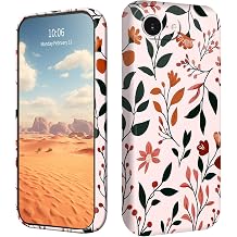 for iPhone 17E Case Lightweight Soft TPU Shock Proof Protective Cover with Leaves and Flowers Pattern Design Phone Case for iPhone 16E/17E 6.1 inch 2025/2026