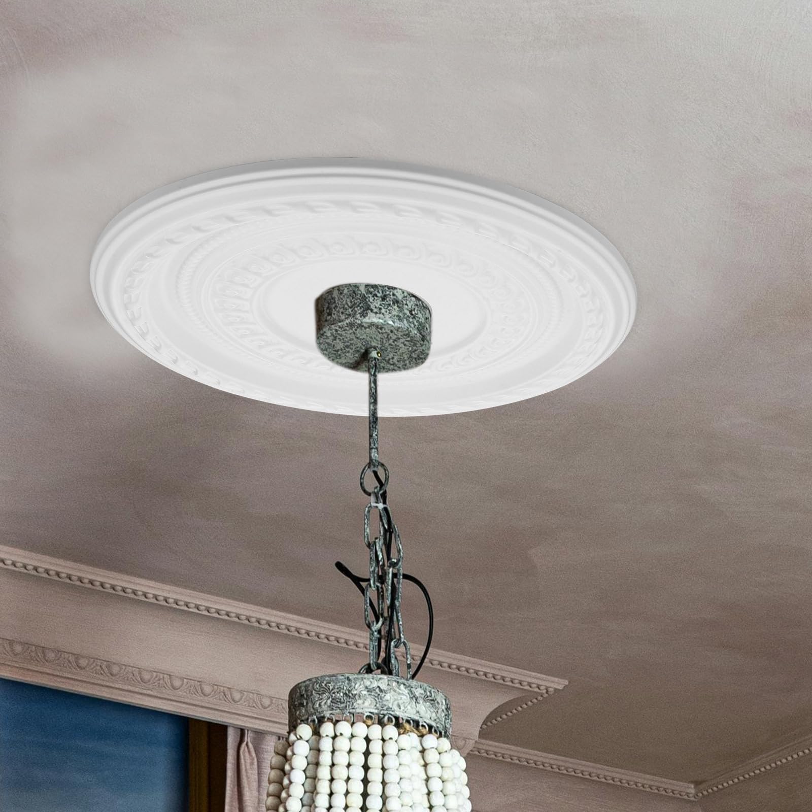 CALLARON Medallón de Techo Redondo de Pu Blanco 41 Cm para Luminaria Colgante, Accesorio de Iluminación Resistente y Compatible, Adecuado para Decoración de Hogar y Renovación de Lámparas