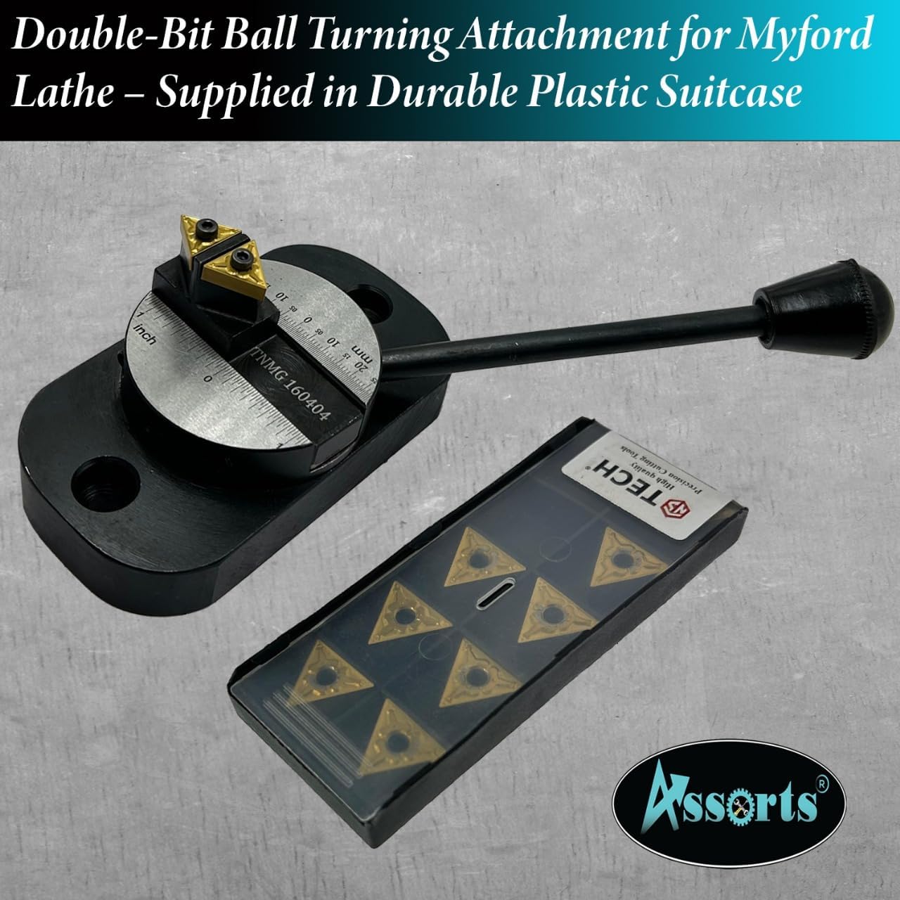 Assorts Lathe Ball Turning Attachment (Oval Base with Graduation Scale – Double Bit)