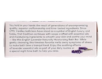 Yardley of London Savon Moisturizing Bar, 4.0 oz, English lavender with Essential Oils 4 each by Yardley