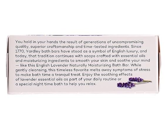 Yardley of London Savon Moisturizing Bar, 4.0 oz, English lavender with Essential Oils 4 each by Yardley