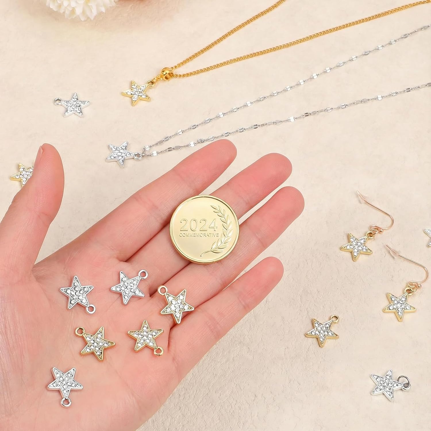 20 Pcs Cubic Zirconia Star Charms Gold/Silver Charms for Jewelry Making, Star Pendants Sparkling Pendants for Bracelet Necklace Earring Making DIY Crafts - Image 4