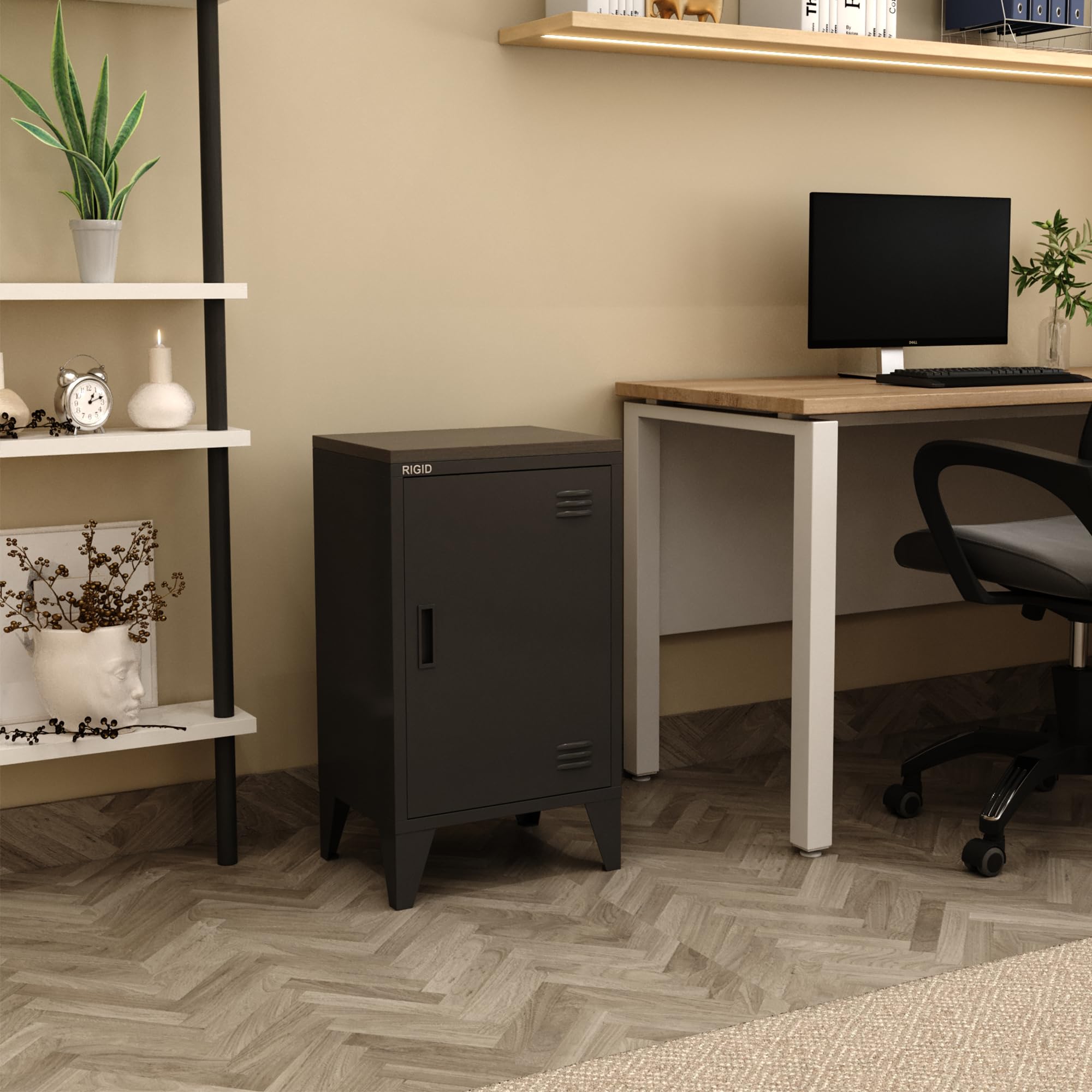 ار خزانة صغيرة مع قفل ومفتاح من ايجيد ميدنايت | خزانة جانبية من الستيل | لغرف...