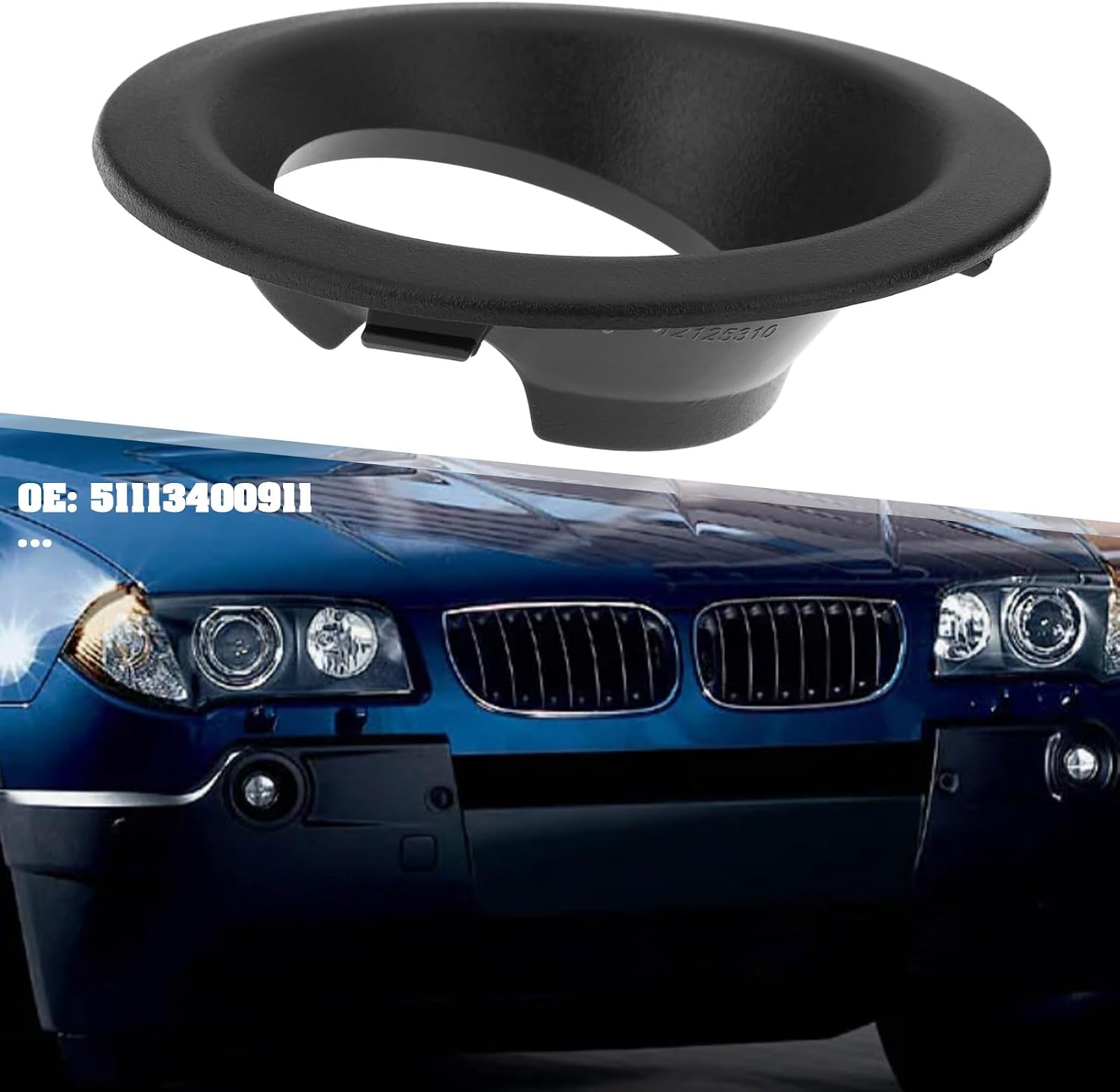 Front Left Bumper Fog Light Ring Cover 51113400911 Compatible with BMW X3 E83 2004-2006