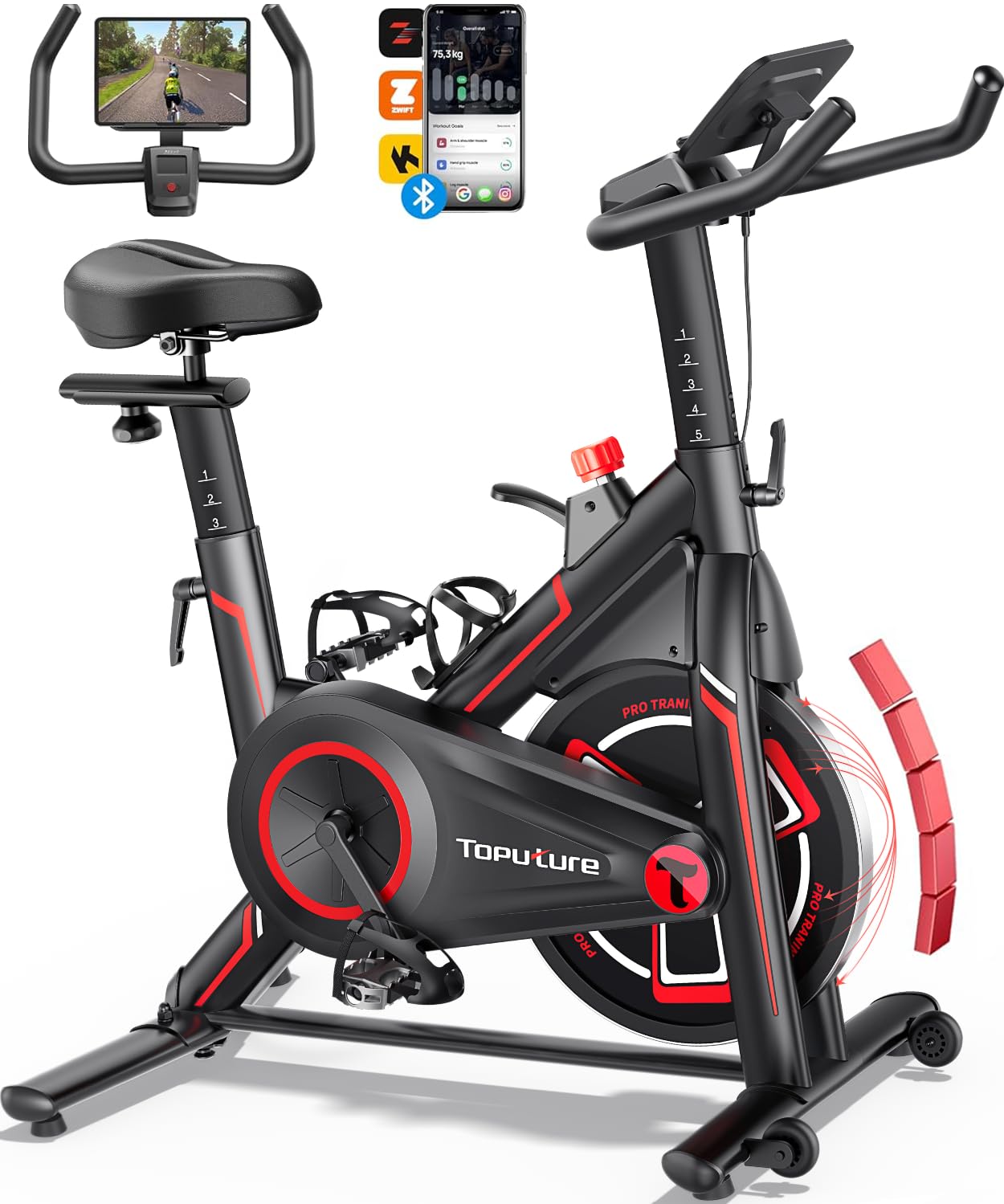 Sponsored Ad โ 2025 Toputure Exercise Bike with APP, 0-100% Magnetic Resistance Spin Bike with LCD Display, 15kg Heavy Flywheel, Ultra Quiet Indoor Stationary Bike for Home Gym Use, 350lbs Weight Capacity