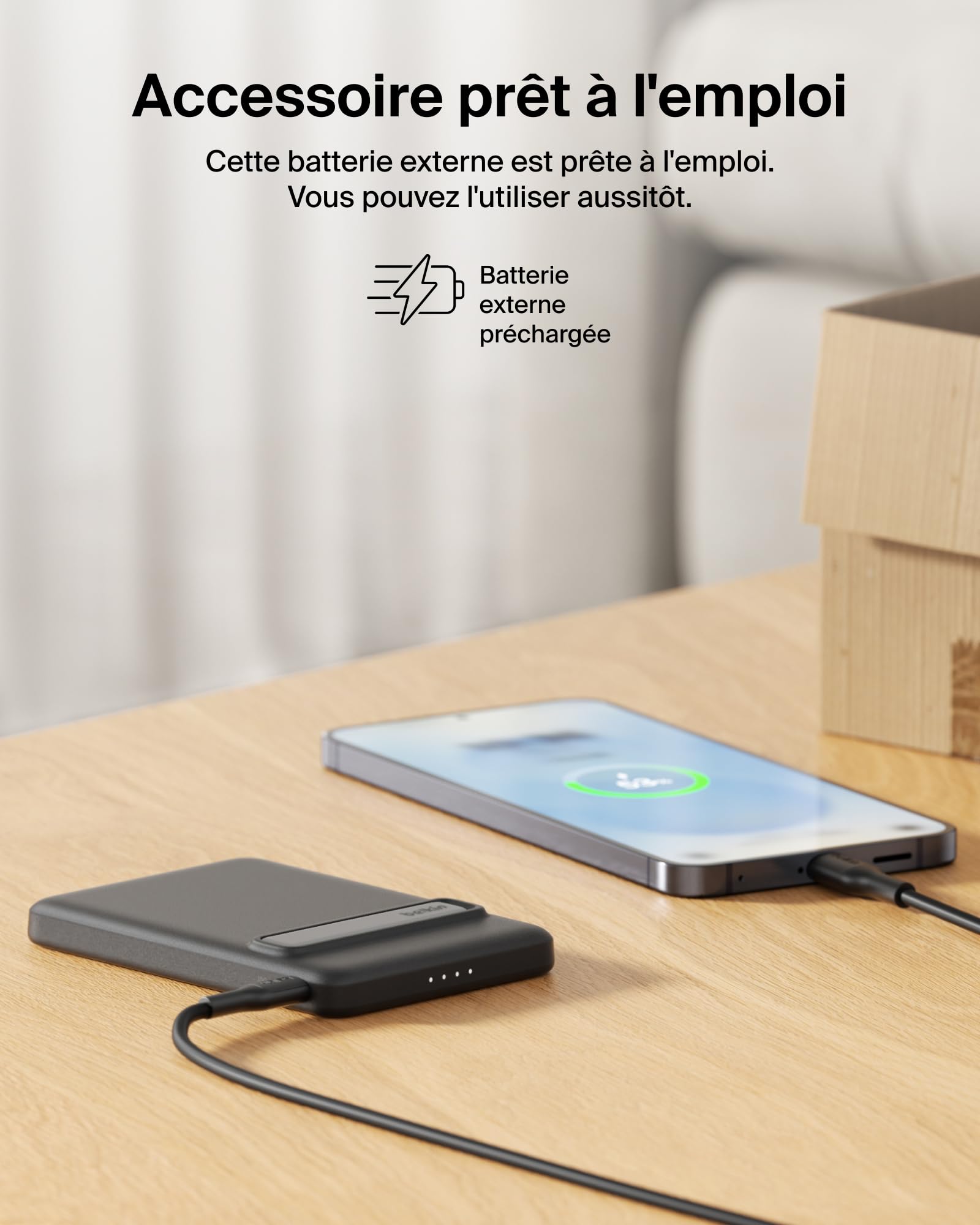 Belkin BoostCharge Slim Batterie Externe Magnétique 5K Et Béquille - Noir