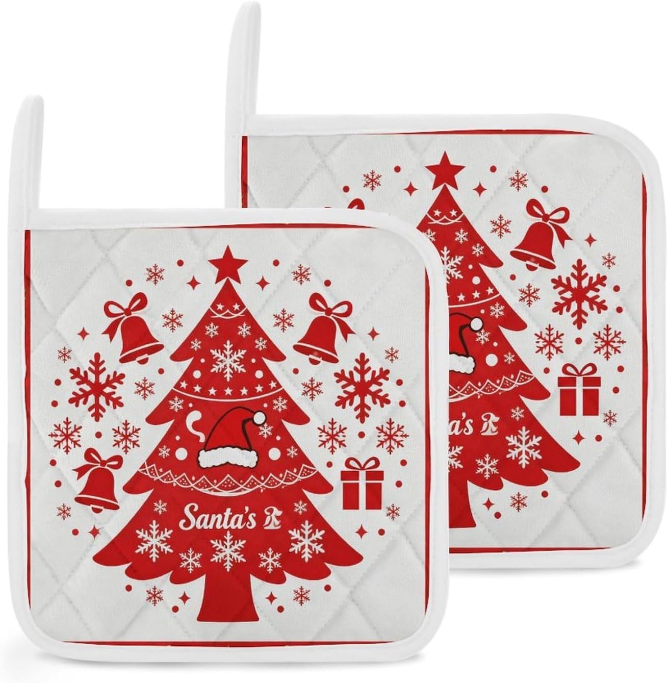 Red And Gold Christmas Tree Polyester Heat Resistant Pot Pad Non Slip Anti Scald Hot Dish Mat Reusable Table Protector for Kitchen Hot Pot Mat Wear Resistant Heat Proof Table Pad for Countertop Dining