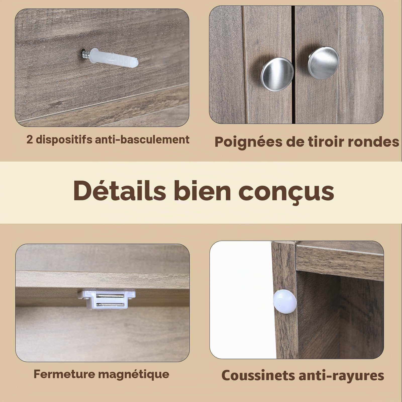 LIFEZEAL Armoire de Salle de Bain au-Dessus des Toilettes, Meuble de Rangement Gain de Place avec Barre Réglable et Porte-Papier Toilette Intégré, Étagère WC pour Salle de Bain (Brun Clair)
